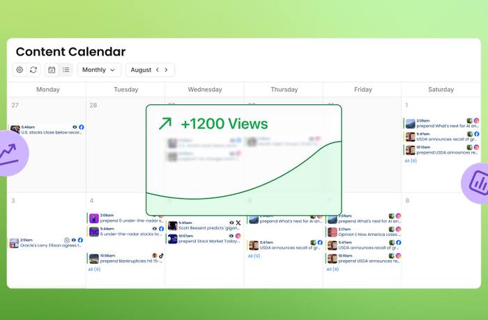 An illustration showcasing reach from a scheduled content calendar.